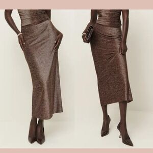 NWD $128 Reformation [ XS ] Maria Knit Midi Skirt in Cafe Sparkle #7093